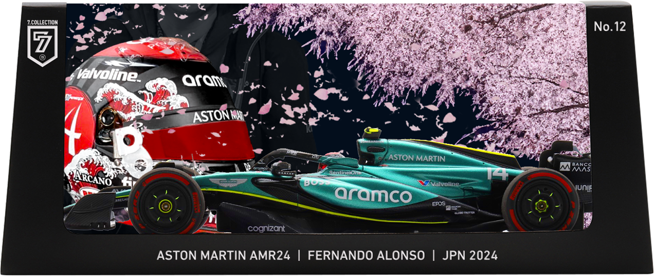 Aston Martin AMR24 Fernando Alonso F1 Japanese GP 2024 SAMURAI MEETS SAKURA 1:43 by 7.COLLECTION