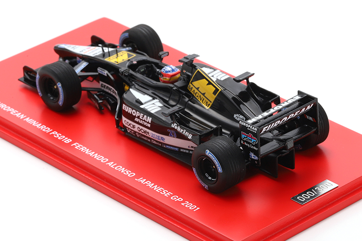 EUROPEAN MINARDI PS01B FERNANDO ALONSO F1 JAPANESE GP 2001 THE RISE OF SAMURAI 1:43