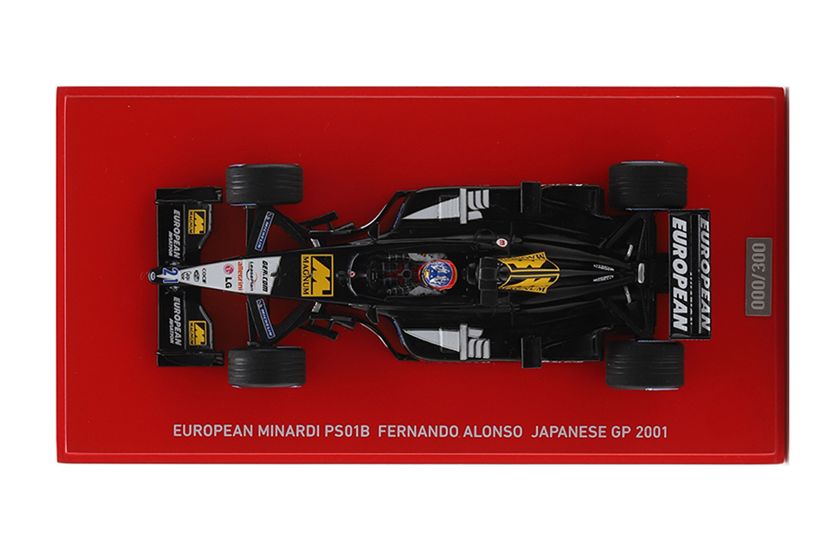 EUROPEAN MINARDI PS01B FERNANDO ALONSO F1 JAPANESE GP 2001 THE RISE OF SAMURAI 1:43